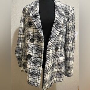 Zara Black and White Plaid Blazer